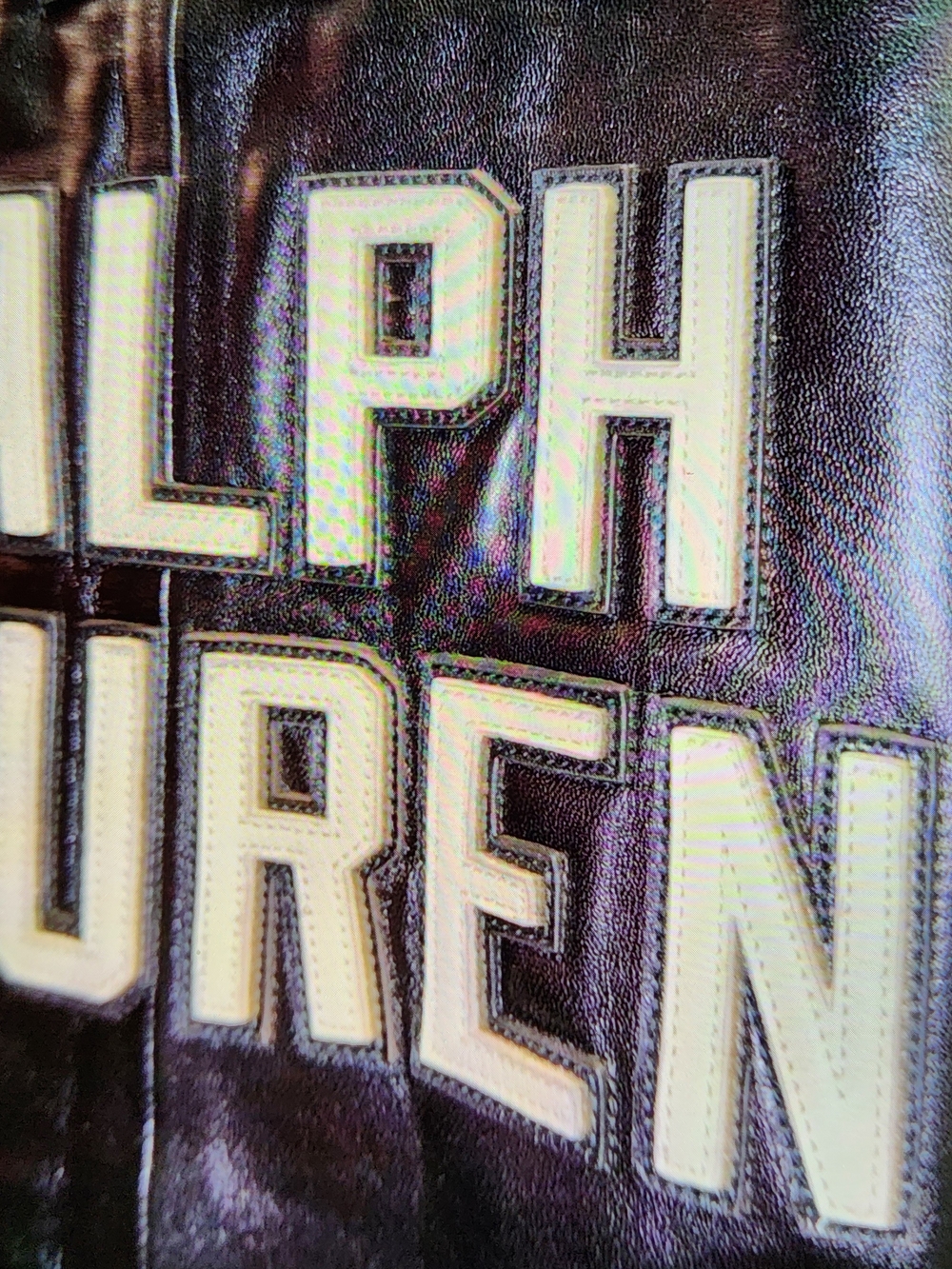 MenRalph Lauren Black Leather Varsity Yankees Jacket Sz Large Cream Patch Logos - Picture 7 of 9